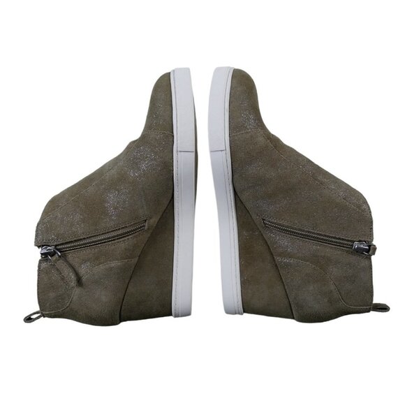 Linea Paolo Felicia Wedge NWOB Tan Leather Bootie Nubuck Gold Sparkles 9M #836 - Picture 4 of 9